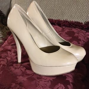 Sexy Almond Toe Platform Pumps Stilettos Nude